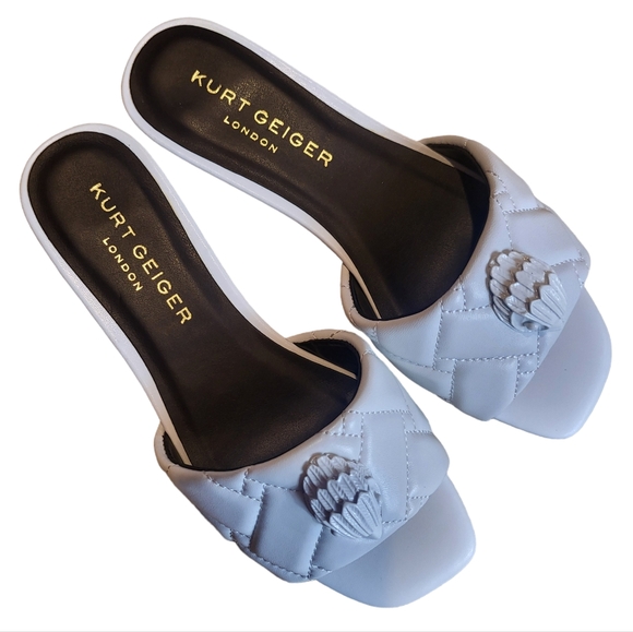 Kurt Geiger Kensington Flat Slide Sandal White - Picture 10 of 12